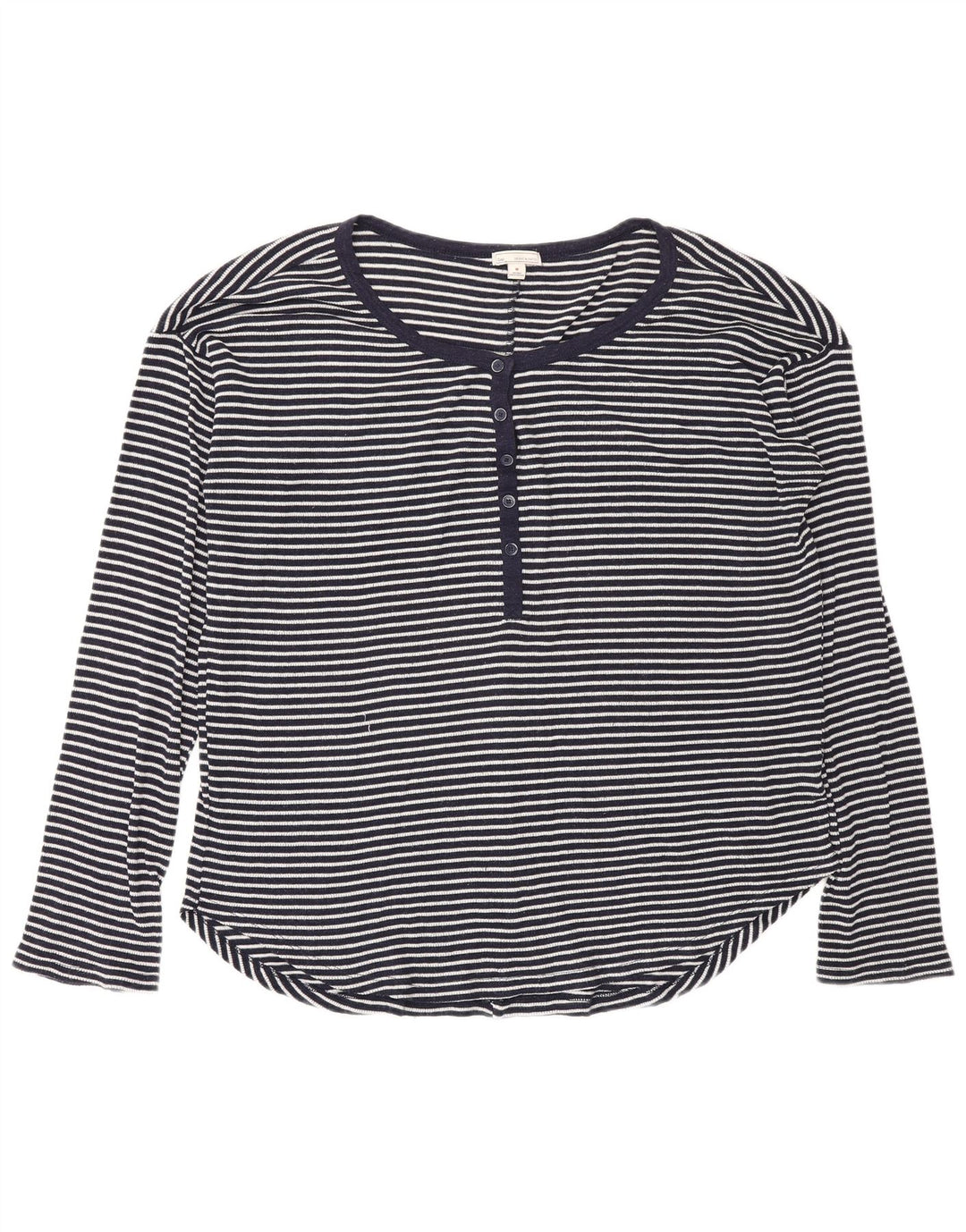 Gas Damen Top Langarm UK 14 Mittel Marineblau gestreift Polyester