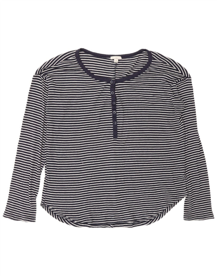 Gas Damen Top Langarm UK 14 Mittel Marineblau gestreift Polyester