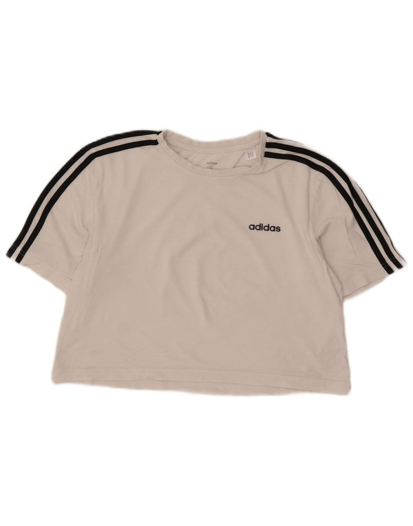 Adidas Damen Crop Oversized T-Shirt Top UK 8/10 Small Weiße Baumwolle