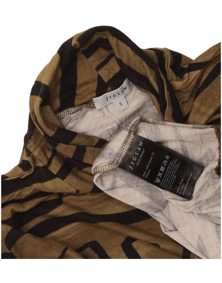 Jigsaw Damen Top Langarm UK 10 Small Braune geometrische Viskose