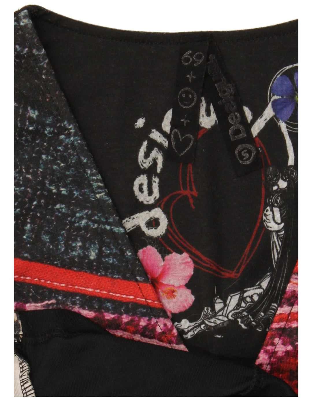 DESIGUAL Damen-Etuikleid mit 3/4-Ärmeln, Größe S, Schwarz, Geometrisch