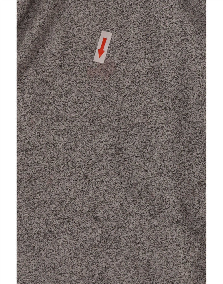 Asics Herren-Sweatshirt mit grafischem Reißverschluss und Rundhalsausschnitt, Größe S, grau gefleckte Baumwolle