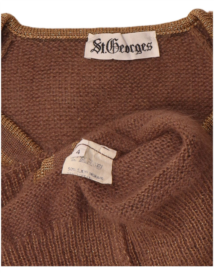 St. Georges Damen-Strickjacke in Übergröße, US 4, klein, braun gefleckt