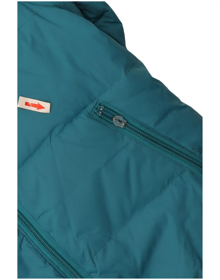 Benetton Wendbare wattierte Jacke mit Kapuze für Mädchen, 7–8 Jahre, Mittelblau