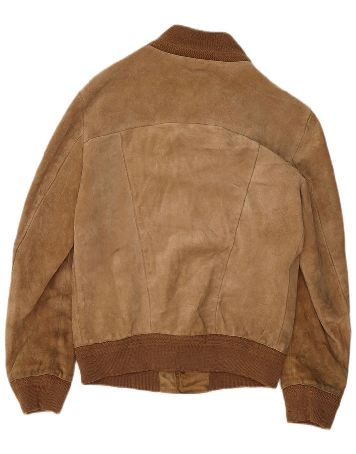 Vintage Herren Wildleder Bomberjacke IT 46 Small Beige