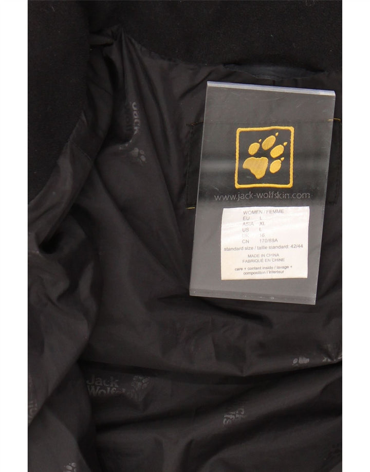 JACK WOLFSKIN Wattierter Damenmantel mit Kapuze, UK 16, Größe L, Schwarz, Polyester