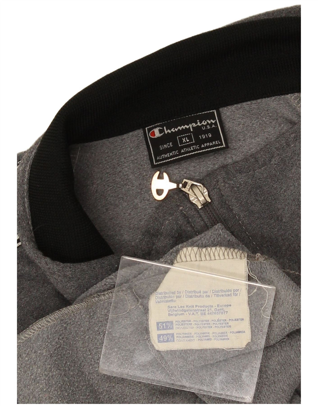 Champion Herren-Trainingsanzugoberteil mit Grafik, XL, graues Farbblock-Polyester