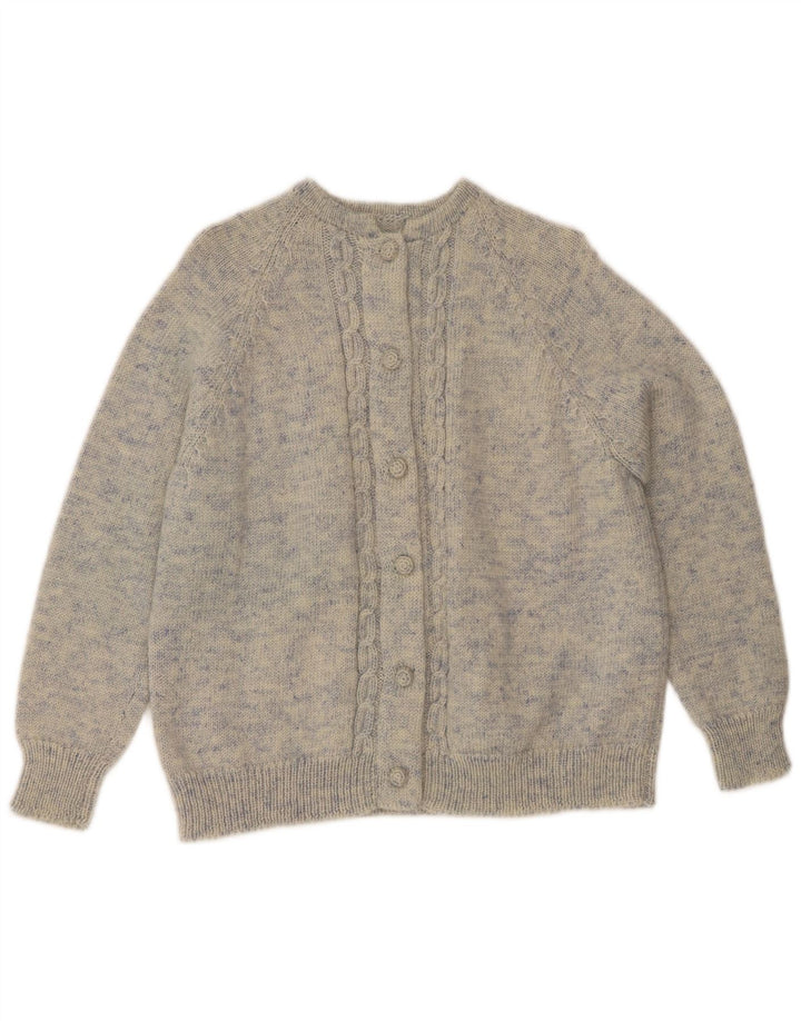 Vintage Damen Cardigan Pullover UK 16 Groß Blau meliert