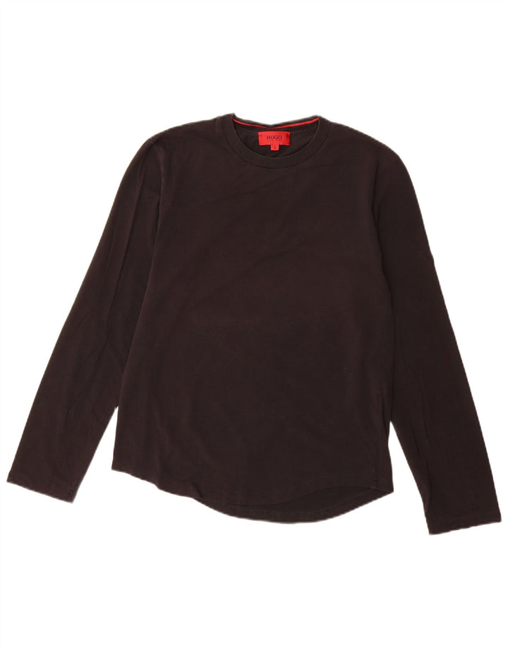 Hugo Boss Herren-Top, langärmelig, klein, schwarze Baumwolle