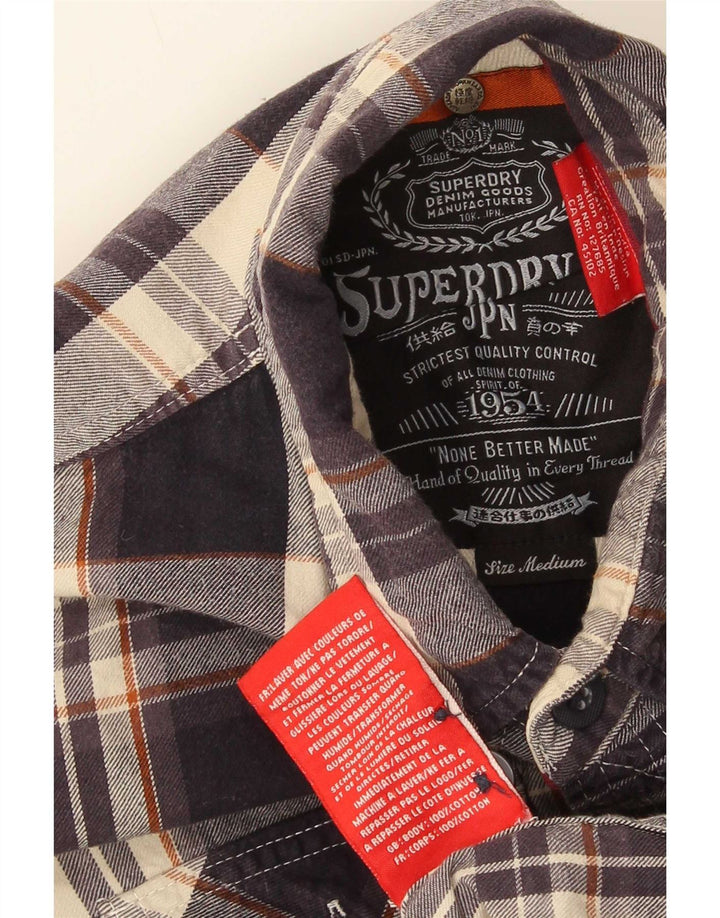 Superdry Herren-Flanellhemd, mittelblau, kariert, Baumwolle