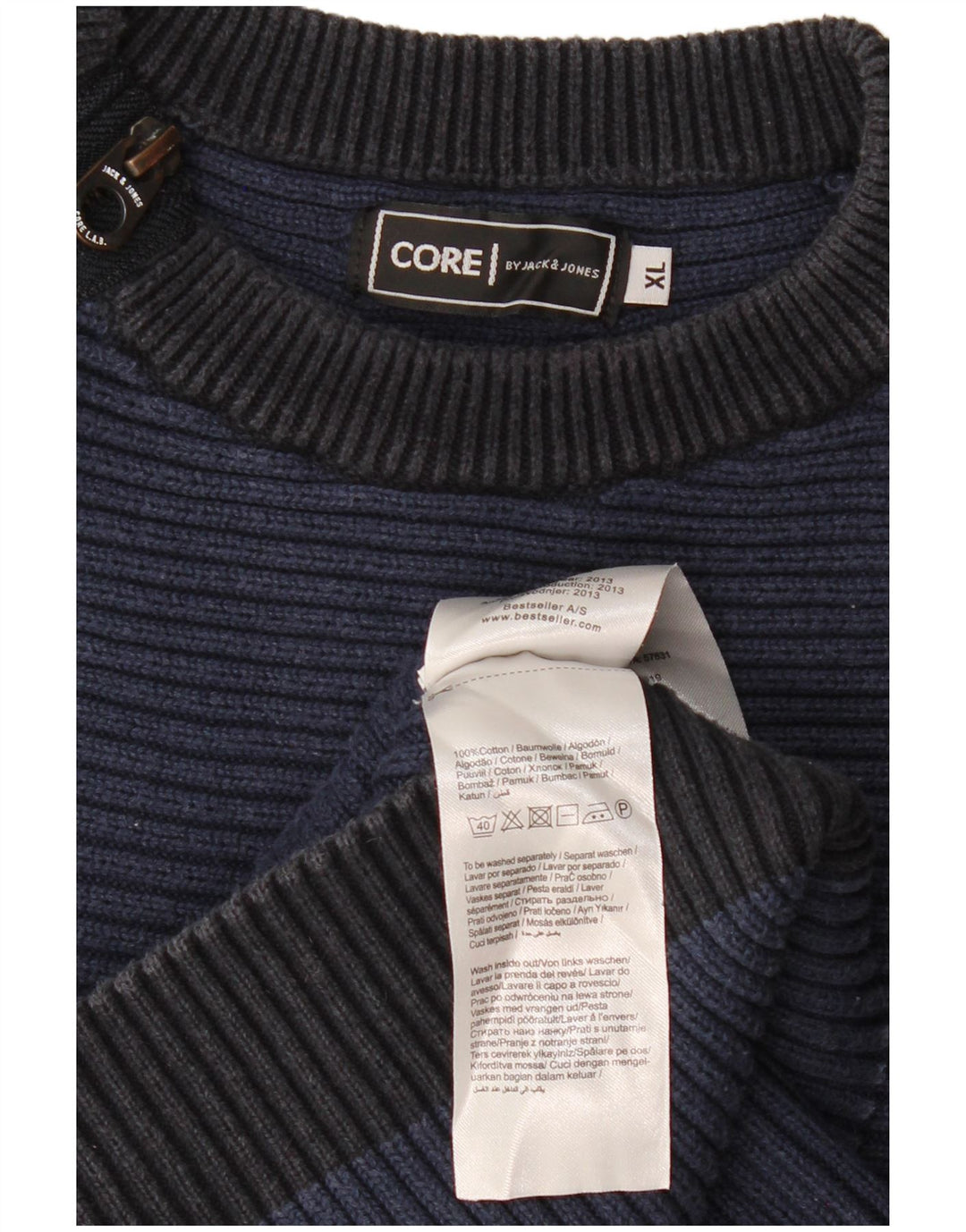 JACK & JONES Herren Core Zip Neck Pullover Pullover XL Marineblau Farbblock