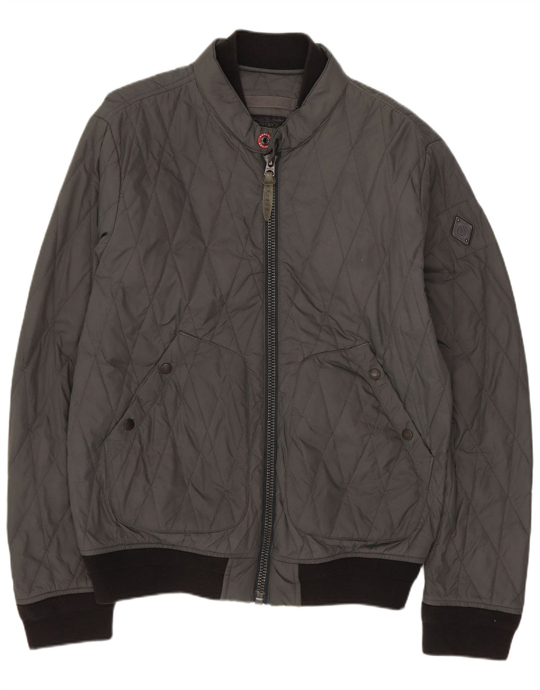 Replay Herren-Steppjacke, UK 40, groß, graues Colourblock-Polyamid