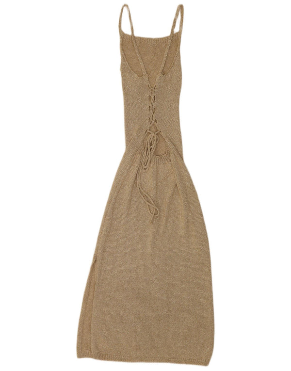 Vintage Damen Ärmelloses Pulloverkleid UK 4 XS Beige meliert