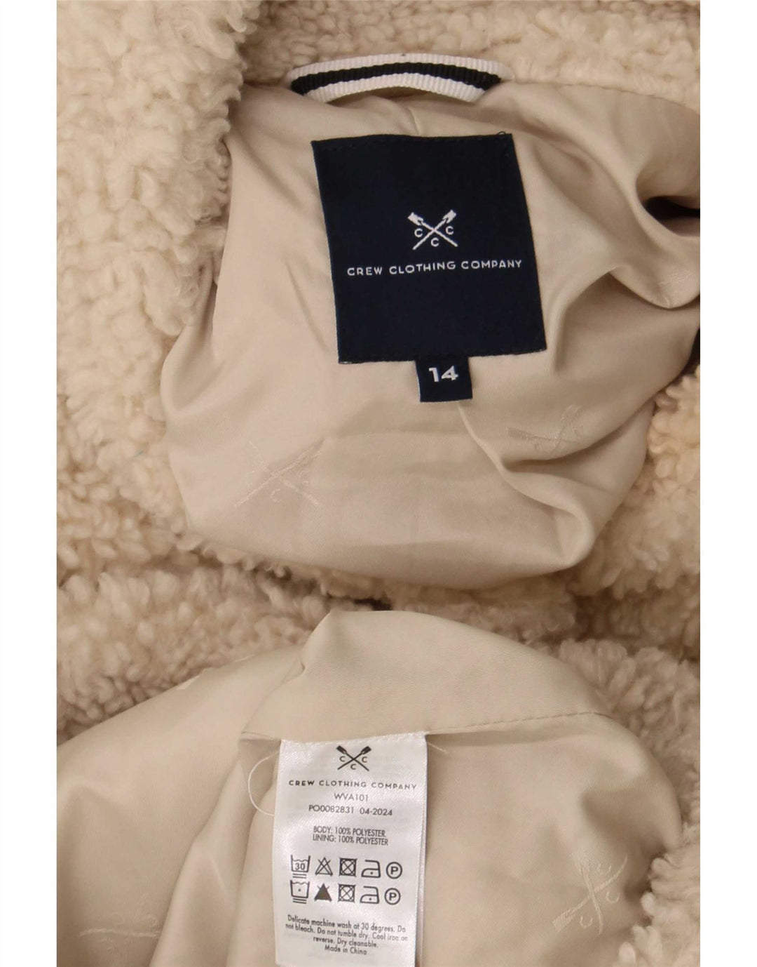 Crew Clothing Damen Teddybär-Fleecejacke, UK 14, Größe L, Beige, Polyester