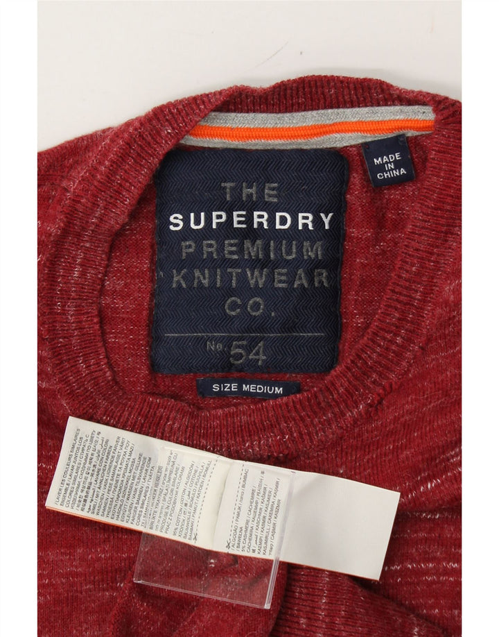 SUPERDRY Mens Crew Neck Jumper Sweater Medium Red Flecked Cotton Vintage Superdry and Second-Hand Superdry from Messina Hembry 