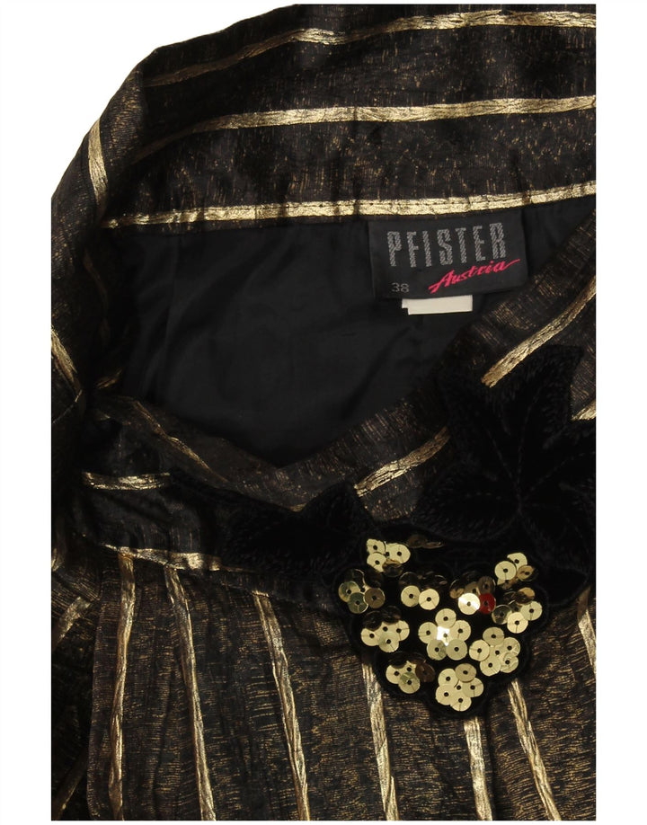 PFISTER Damen-Rock in A-Linie mit hoher Taille, EU 38, Mittel W26, Gold gestreift