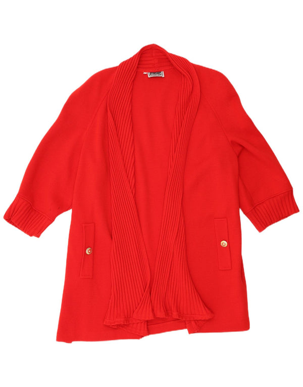 Luisa Spagnoli Damen Longline Open Cardigan Pullover UK 16 Large Rot