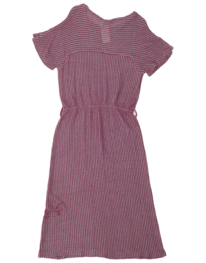 Vintage Damen A-Linie Kleid IT 46 Large Lila gestreift