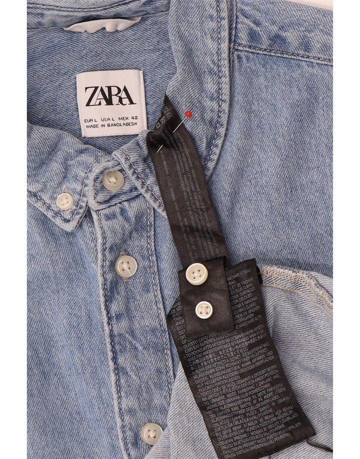 Zara Herren-Jeanshemd, große blaue Baumwolle
