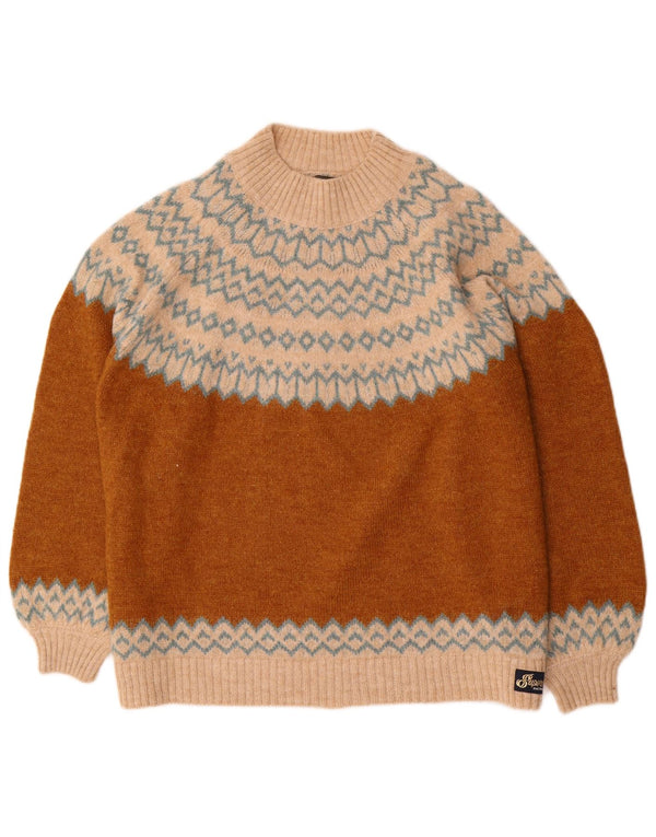Superdry Rollkragenpullover für Damen, UK 14, Größe L, Braun, Fair Isle