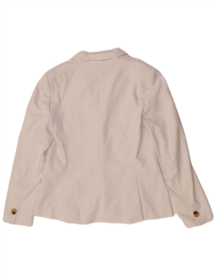 Zara Damen 1-Knopf-Blazerjacke UK 14 Große weiße Baumwolle
