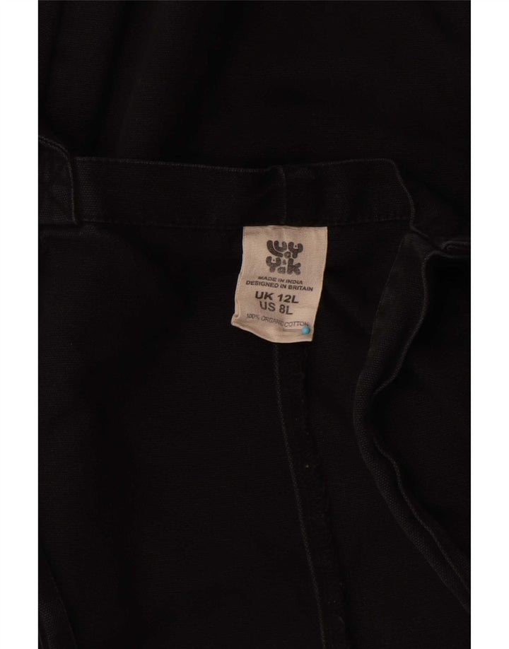 Lucy & Yak Damen Langer Latzhose-Overall UK 12 Mittelschwarze Baumwolle