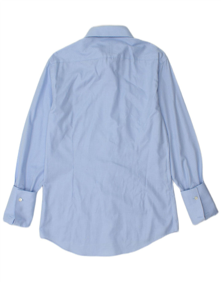 Moss 1851 Herren Slim Fit formelles Hemd Größe 38 15 Mittelblaues Hahnentrittmuster