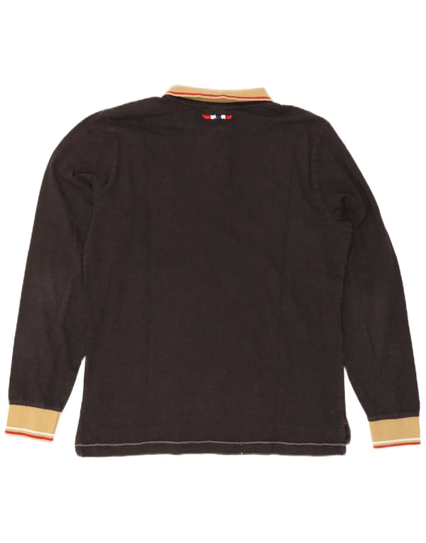 Napapijri Herren-Rugby-Poloshirt mit Grafik, langärmelig, groß, Schwarz, Farbblock