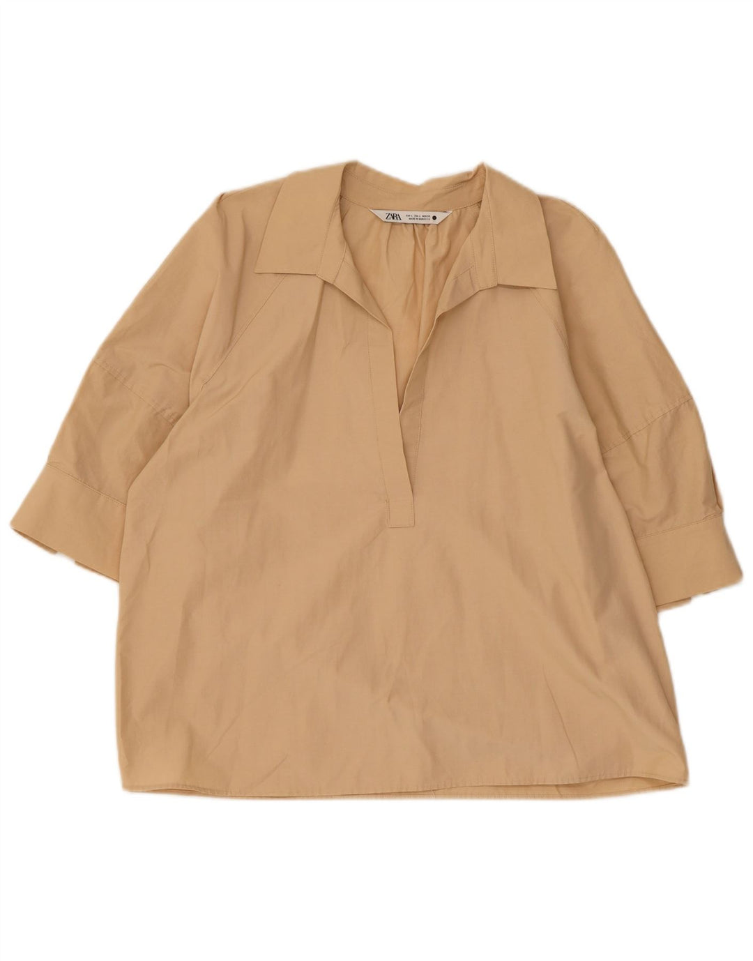 Zara Damen Blusenoberteil UK 16 Large Beige Baumwolle