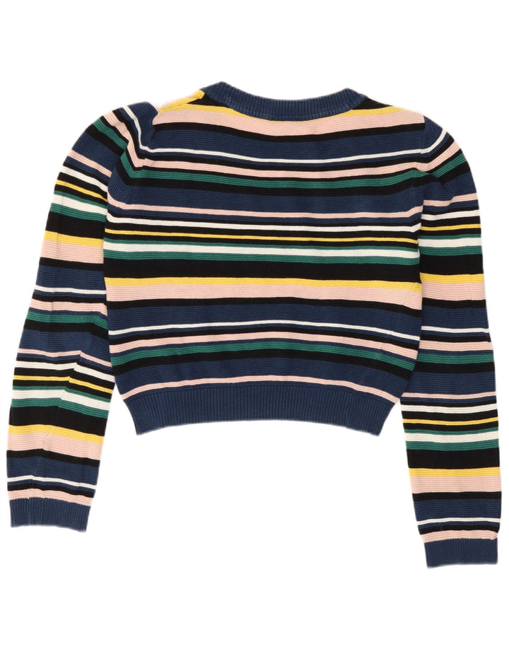 Topshop Damen-Pullover mit U-Boot-Ausschnitt, Größe M, mehrfarbig, gestreift, UK 12