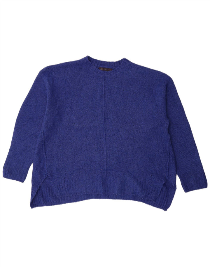 Marks & Spencer Damen-Pullover mit Rundhalsausschnitt, Gr. 40, Größe L, Blau, Acryl