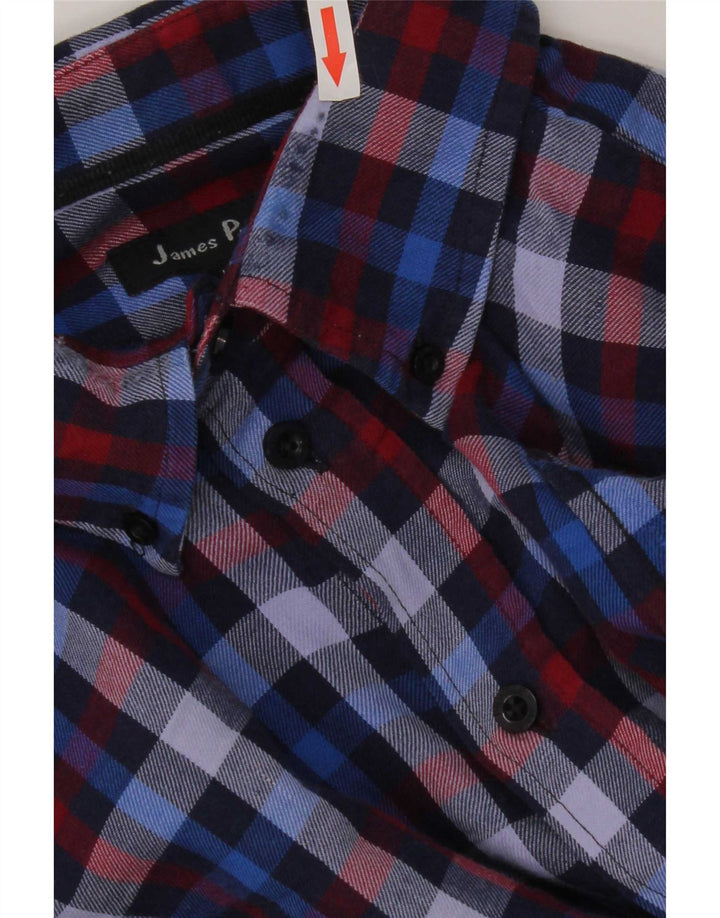 James Pringle Herren-Flanellhemd, groß, marineblau, kariert, Polyester