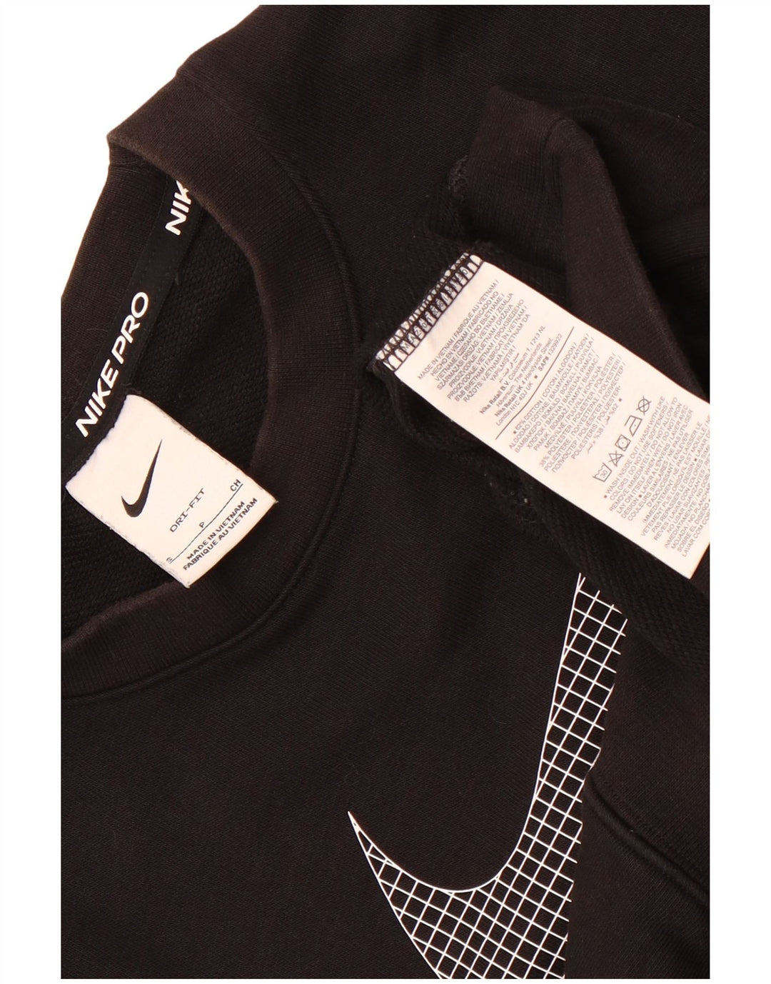 Nike Womens Graphic Oversized Sweatshirt Pullover UK 10 Small Schwarz Baumwolle