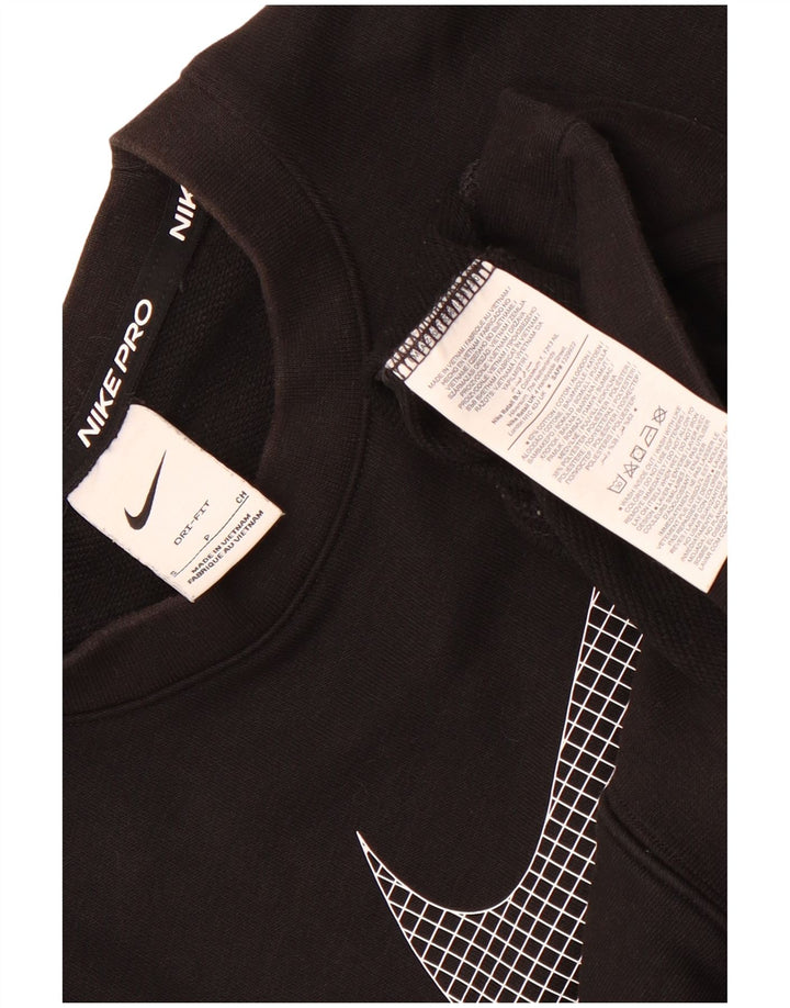 Nike Womens Graphic Oversized Sweatshirt Pullover UK 10 Small Schwarz Baumwolle