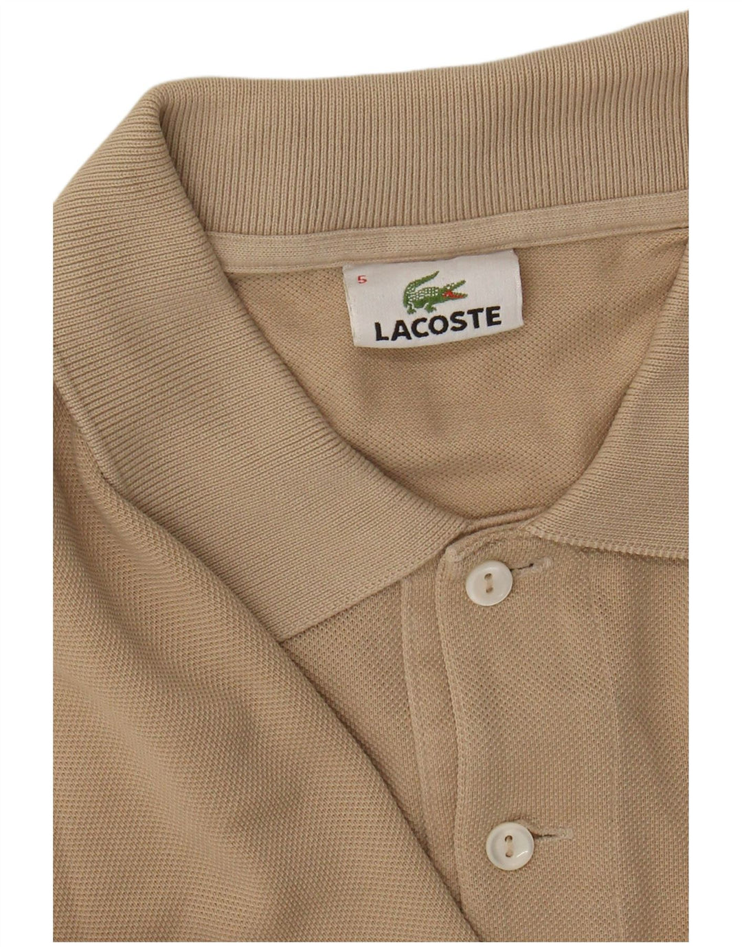 LACOSTE Herren-Poloshirt, Größe 5, große beige Baumwolle