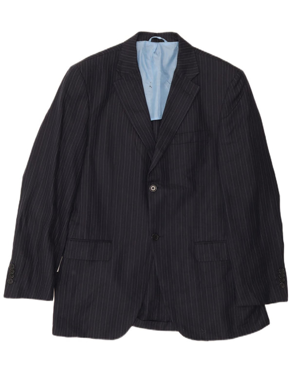 Massimo Dutti Herren-Blazer mit 2 Knöpfen, Größe 50, 2XL, Marineblau, Nadelstreifen