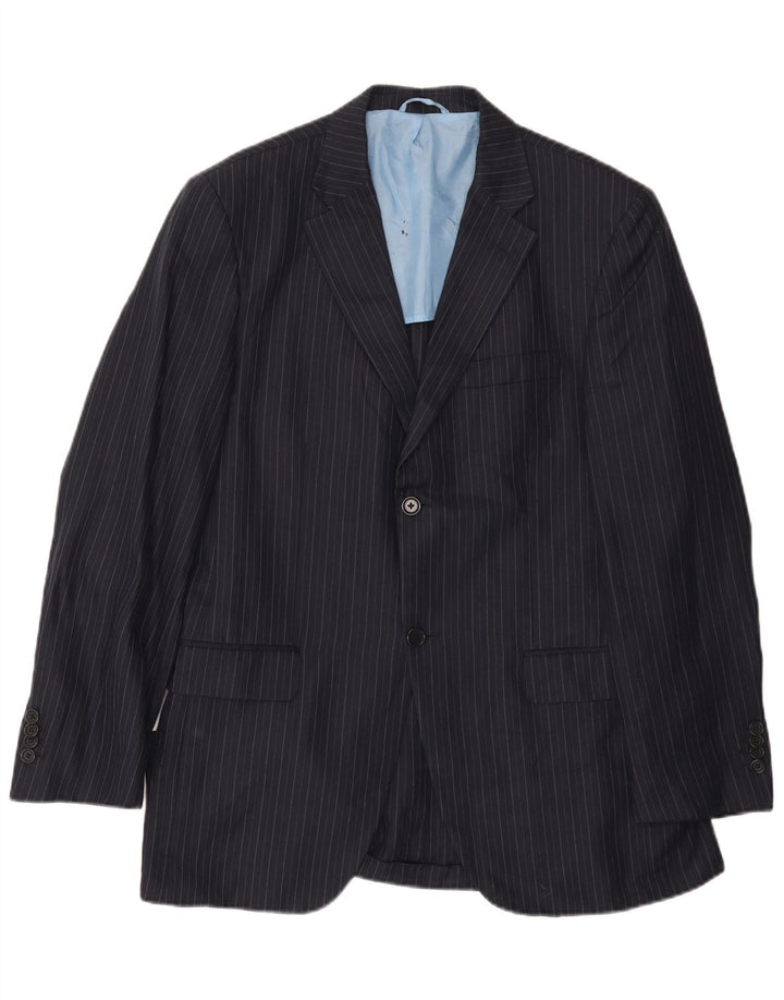 Massimo Dutti Herren-Blazer mit 2 Knöpfen, Größe 50, 2XL, Marineblau, Nadelstreifen