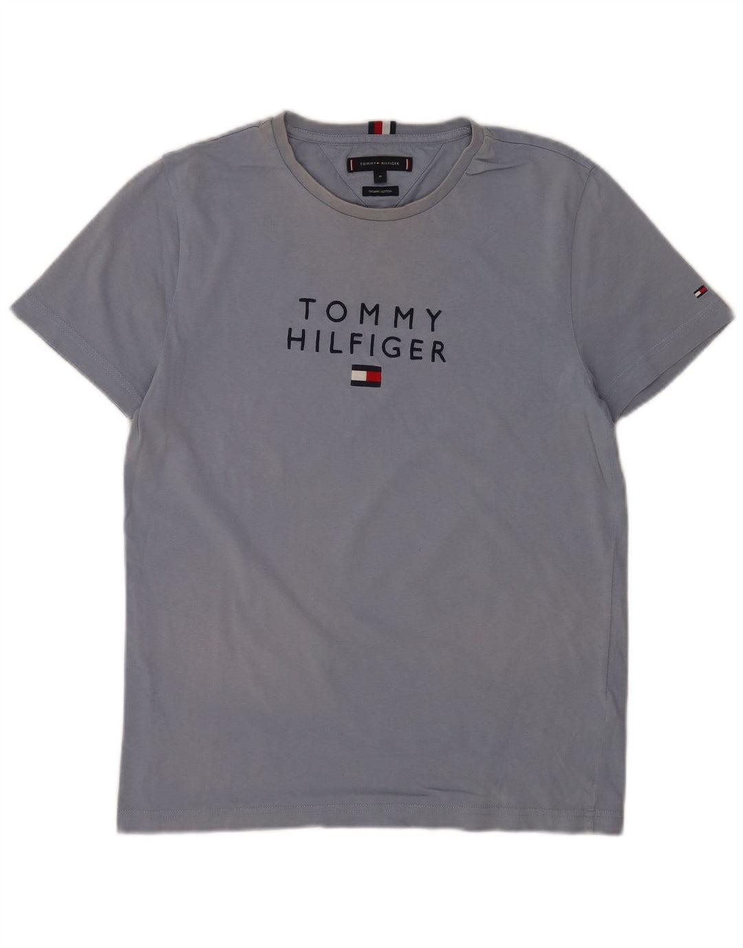 Tommy Hilfiger Herren-T-Shirt mit Grafik, mittelblaue Baumwolle