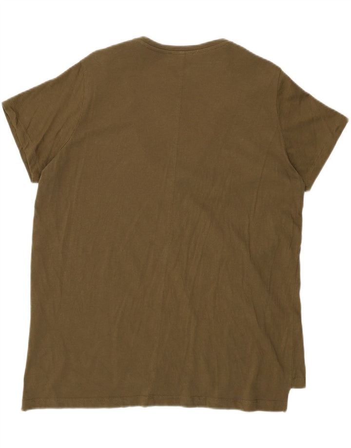 Zara Damen T-Shirt Top UK 16 Large Khaki