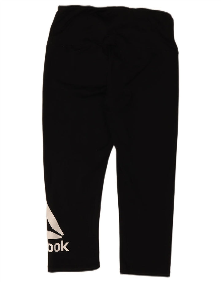 Reebok Damen Graphic Capri Leggings UK 12 Medium Schwarz