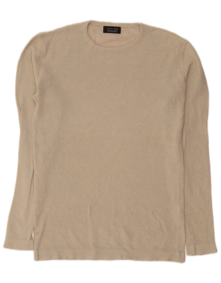 Zara Herren Top Langarm Mittel Beige