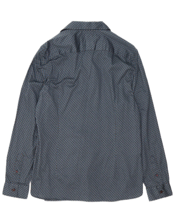 Ted Baker Herren-Hemd mit abstraktem Muster, Größe 5 XL, blaue Baumwolle