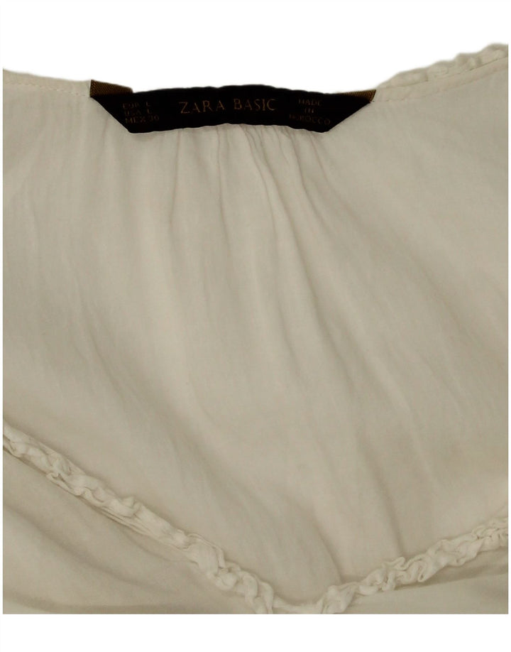 Zara Damen Top Langarm UK 16 Large Weiß