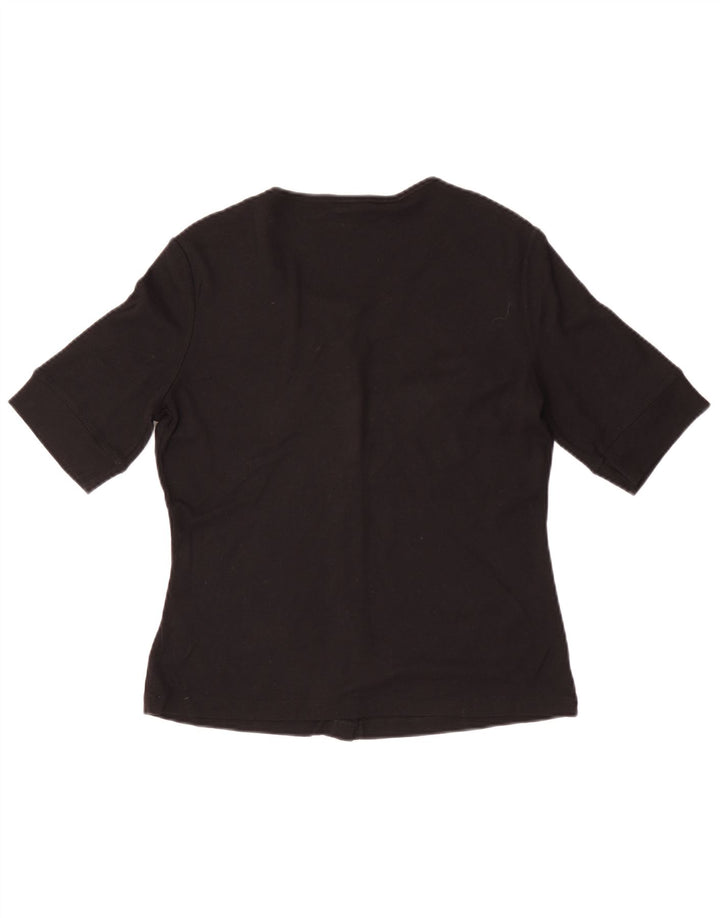 Jigsaw Damen-Cardigan-Oberteil mit kurzen Ärmeln, Gr. 12, Mittelschwarz, Modal