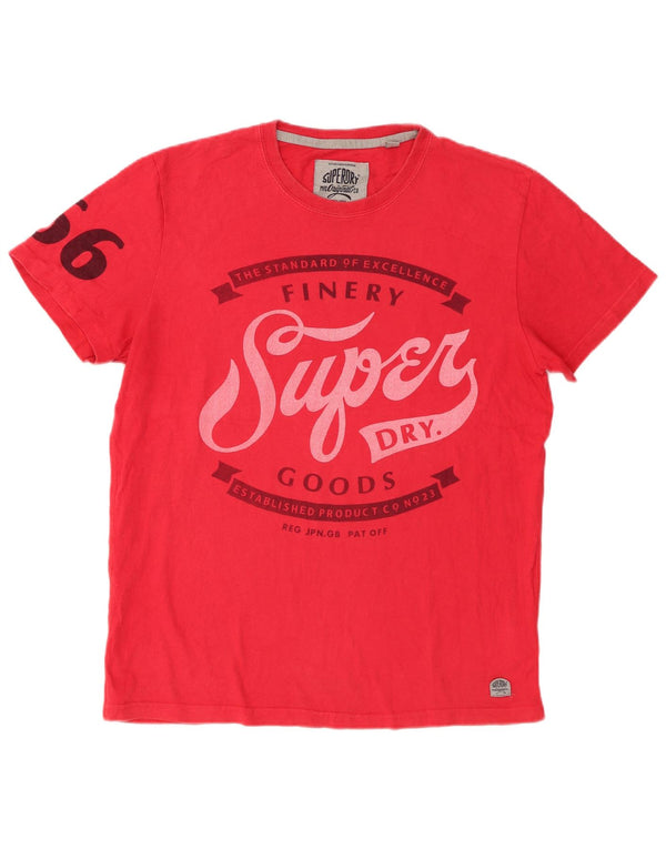 Superdry Herren Grafik T-Shirt Top XL Rosa Baumwolle