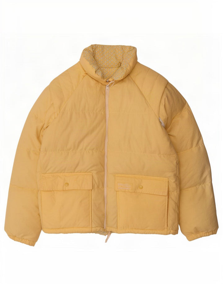 Vintage Damen-Kapuzen-Übergröße, gepolsterte Jacke IT 44 Mittelgelb