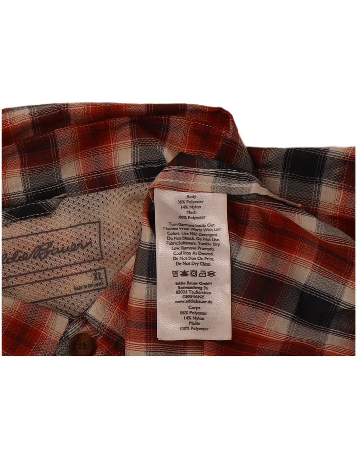 EDDIE BAUER Mens Shirt XL Red Check Polyester