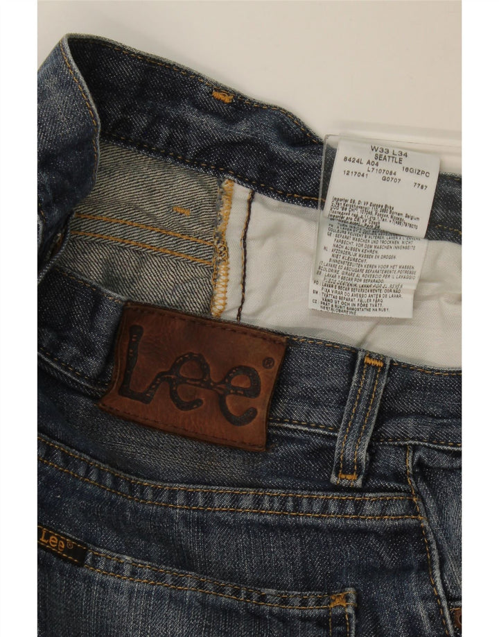 Lee Damen Seattle Straight Jeans W33 L34 Marineblaue Baumwolle