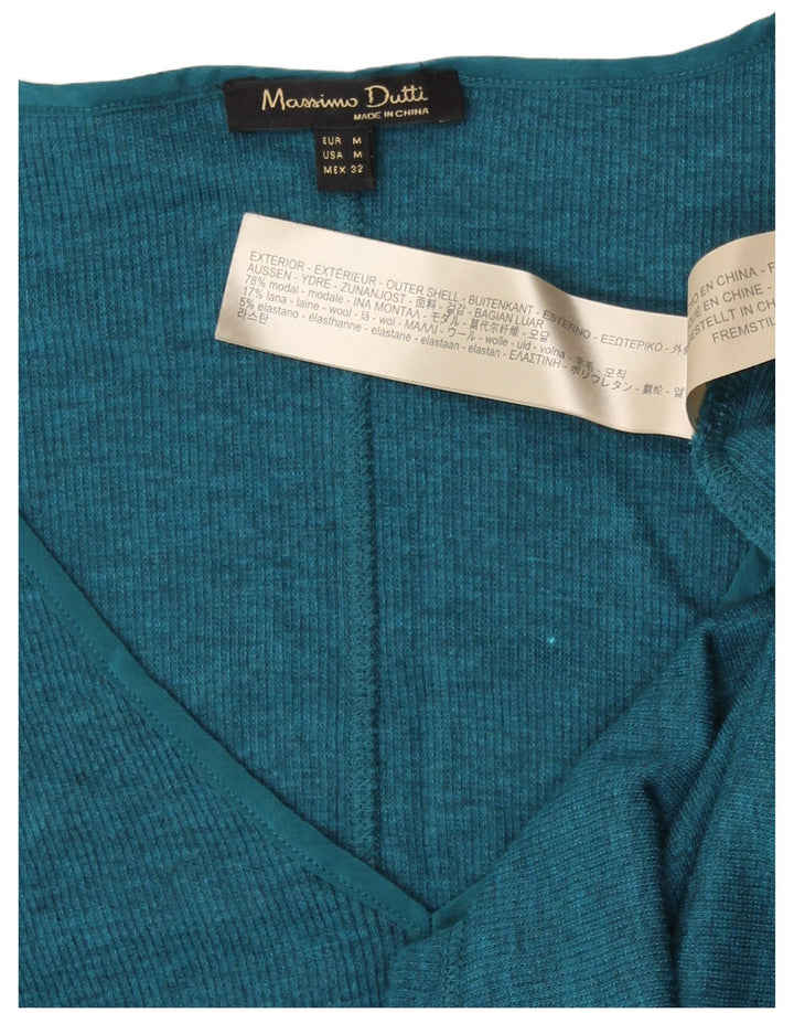 Massimo Dutti Damen Top Langarm UK 12 Mittelblau Modal