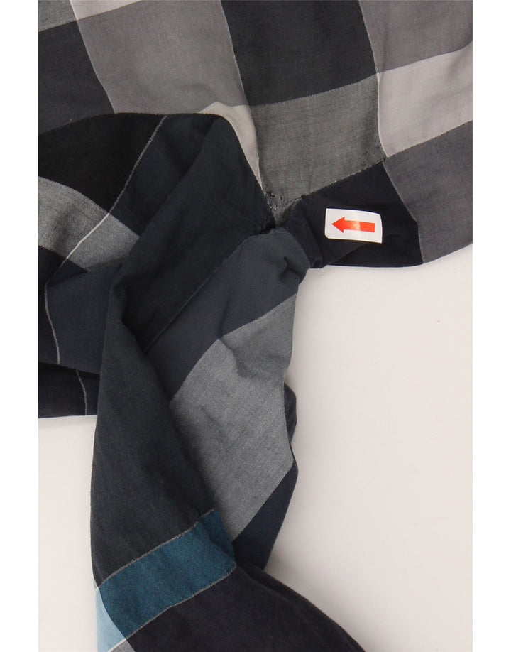 BURBERRY Damen Longline-Pulloverhemd UK 14 Medium Navy Blue Plaid